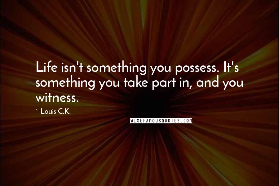 Louis C.K. quotes: Life isn't something you possess. It's something you take part in, and you witness.