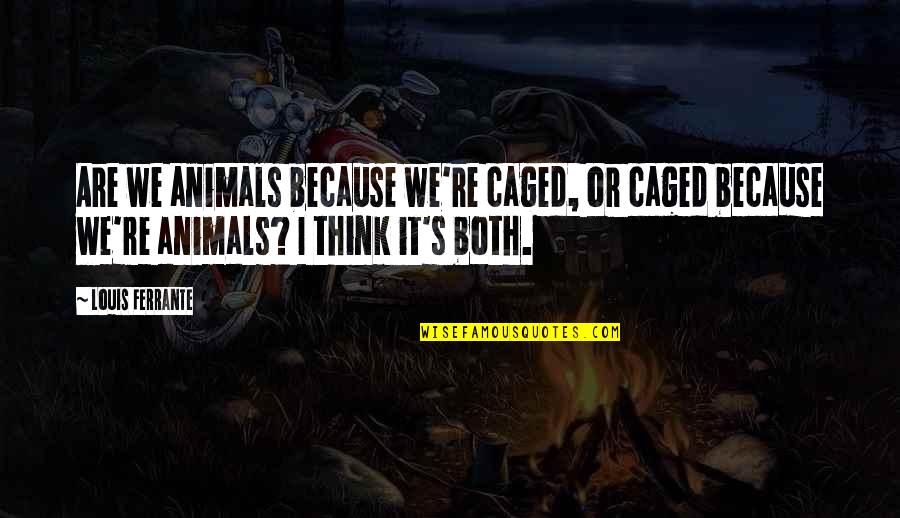 Louis Ferrante Quotes By Louis Ferrante: Are we animals because we're caged, or caged Louis Ferrante Quotes By Louis Ferrante: Are we animals because we're caged, or caged