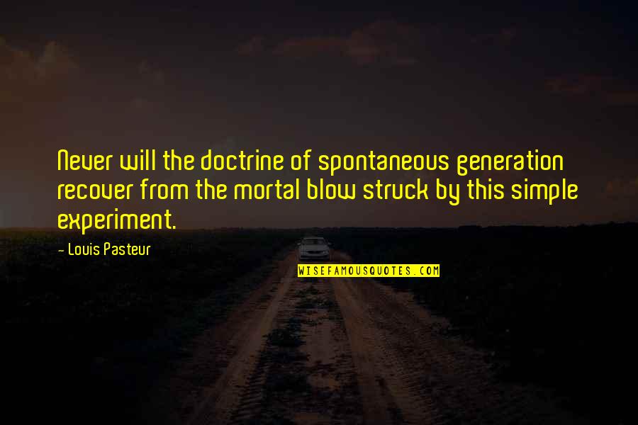 Louis Pasteur Quotes By Louis Pasteur: Never will the doctrine of spontaneous generation recover