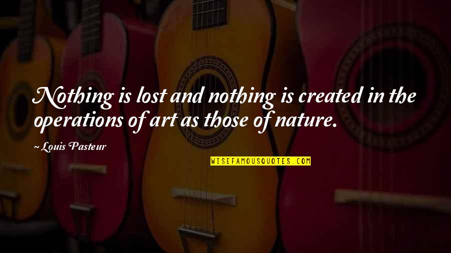 Louis Pasteur Quotes By Louis Pasteur: Nothing is lost and nothing is created in