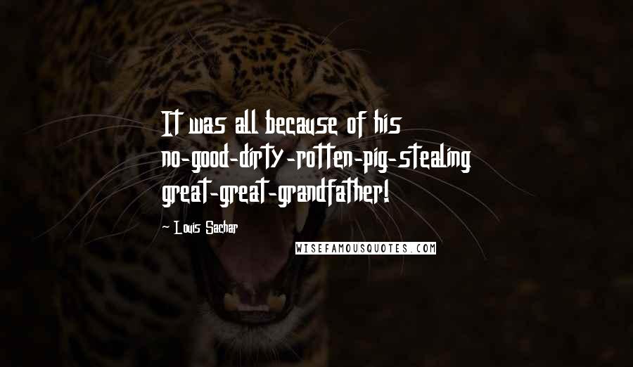 Louis Sachar quotes: It was all because of his no-good-dirty-rotten-pig-stealing great-great-grandfather!