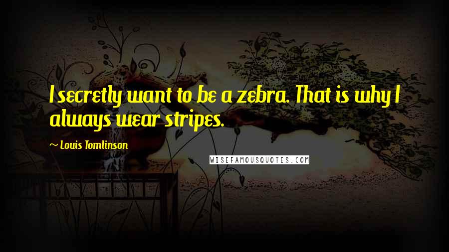 Louis Tomlinson quotes: I secretly want to be a zebra. That is why I always wear stripes.