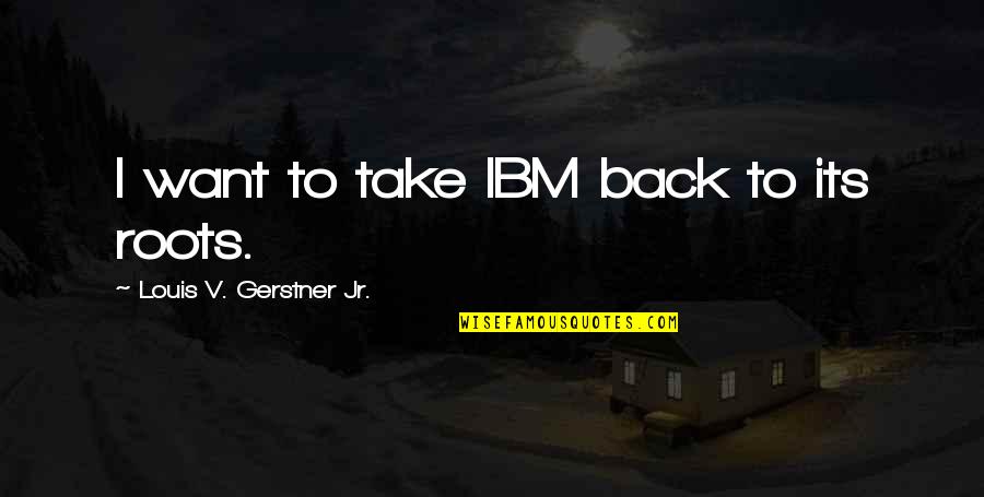 Louis V Gerstner Quotes By Louis V. Gerstner Jr.: I want to take IBM back to its Louis V Gerstner Quotes By Louis V. Gerstner Jr.: I want to take IBM back to its