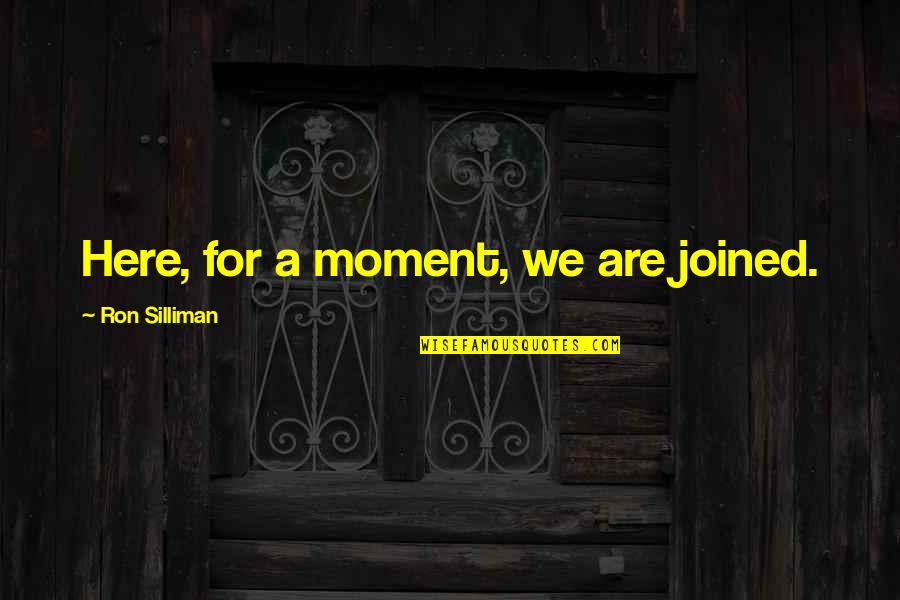 Louise Blanchard Bethune Quotes By Ron Silliman: Here, for a moment, we are joined.