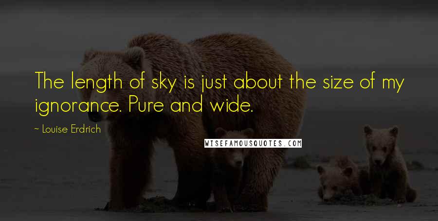 Louise Erdrich quotes: The length of sky is just about the size of my ignorance. Pure and wide. Louise Erdrich quotes: The length of sky is just about the size of my ignorance. Pure and wide.