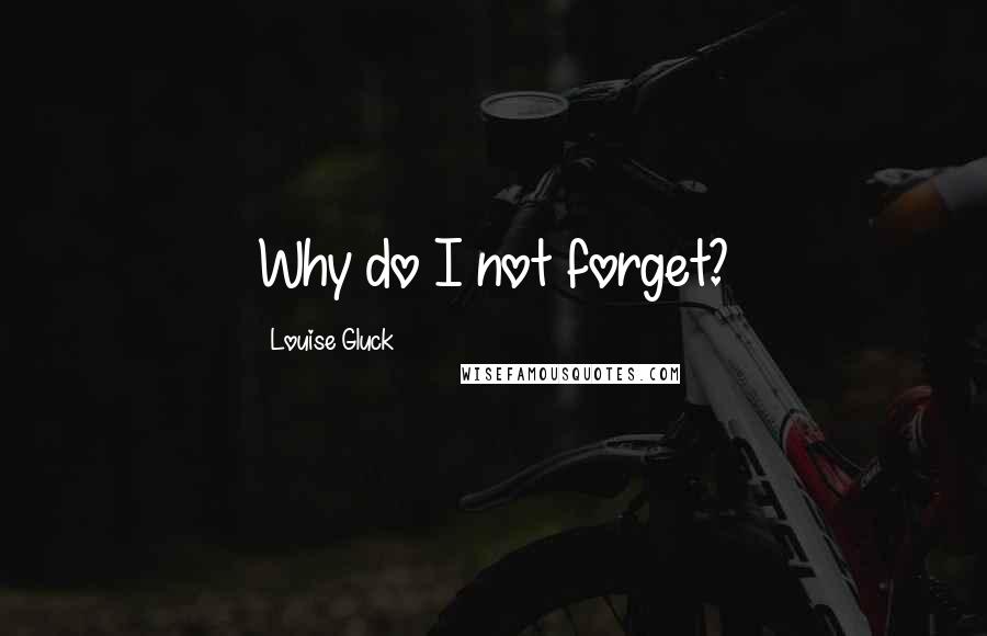 Louise Gluck quotes: Why do I not forget?