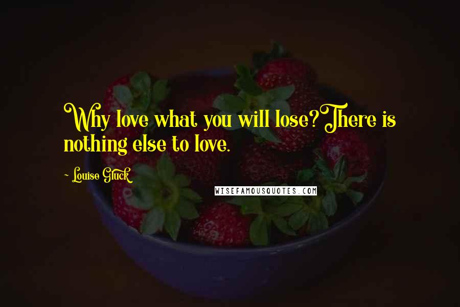 Louise Gluck quotes: Why love what you will lose?There is nothing else to love.