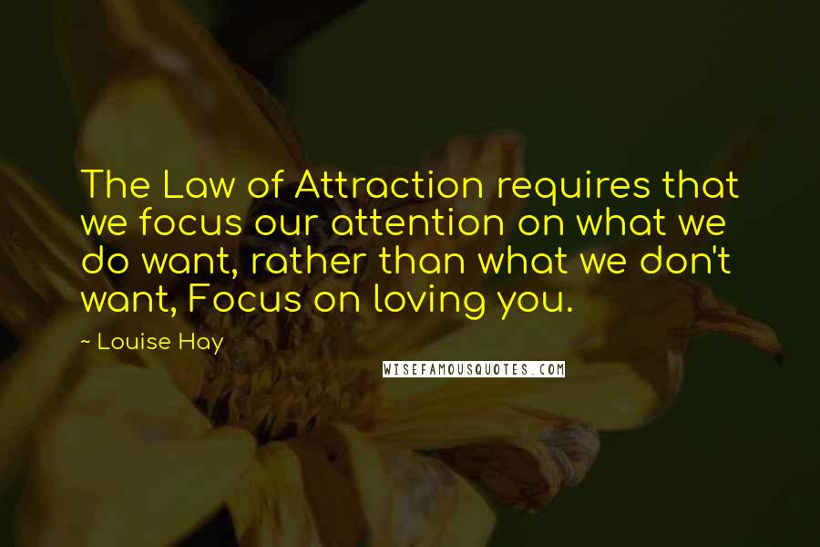 Louise Hay quotes: The Law of Attraction requires that we focus our attention on what we do want, rather than what we don't want, Focus on loving you.