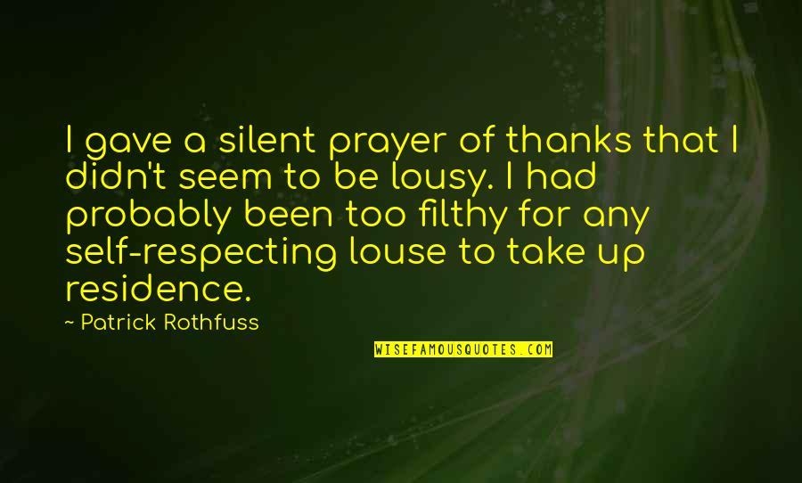 Louse Quotes By Patrick Rothfuss: I gave a silent prayer of thanks that