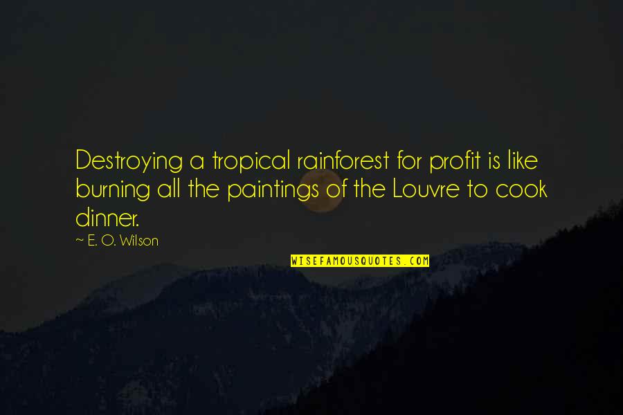 Louvre Quotes By E. O. Wilson: Destroying a tropical rainforest for profit is like