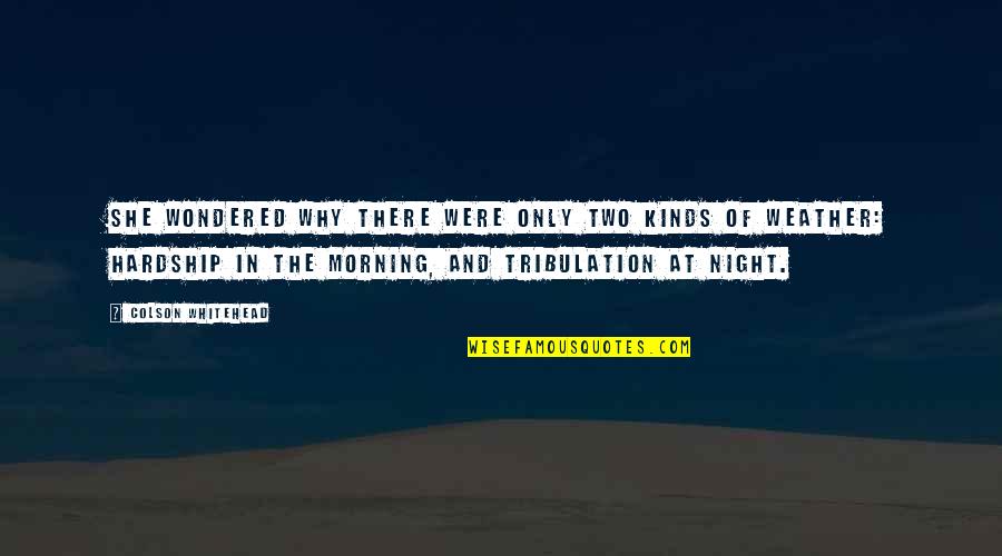 Lovable Friendship Quotes By Colson Whitehead: She wondered why there were only two kinds