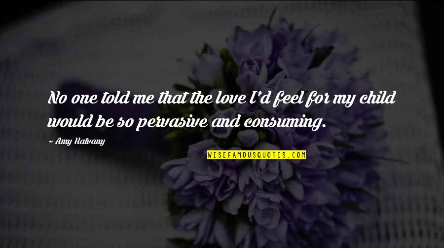 Love All Consuming Quotes By Amy Hatvany: No one told me that the love I'd