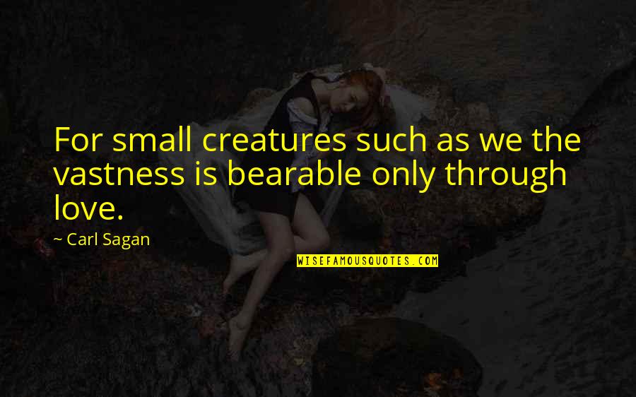 Love All Creatures Quotes By Carl Sagan: For small creatures such as we the vastness