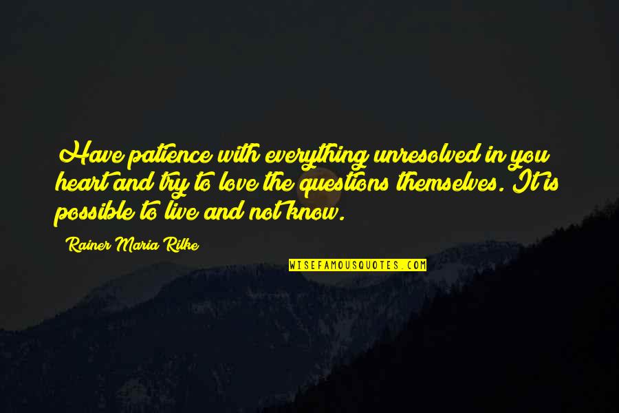 Love And Acceptance Quotes By Rainer Maria Rilke: Have patience with everything unresolved in you heart Love And Acceptance Quotes By Rainer Maria Rilke: Have patience with everything unresolved in you heart