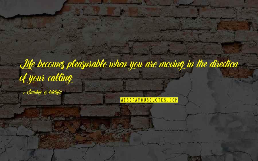Love And Direction Quotes By Sunday Adelaja: Life becomes pleasurable when you are moving in