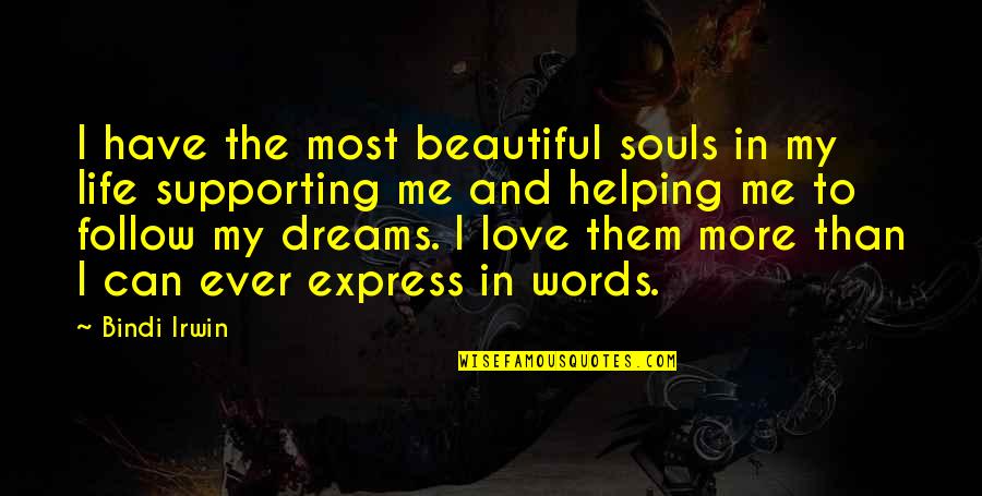 Love And Dreams Quotes By Bindi Irwin: I have the most beautiful souls in my