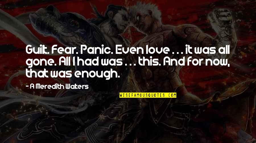 Love And Fear Quotes By A Meredith Walters: Guilt. Fear. Panic. Even love . . .