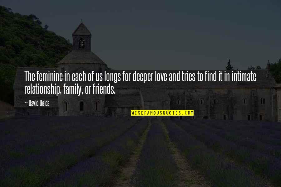 Love And Intimate Quotes By David Deida: The feminine in each of us longs for Love And Intimate Quotes By David Deida: The feminine in each of us longs for