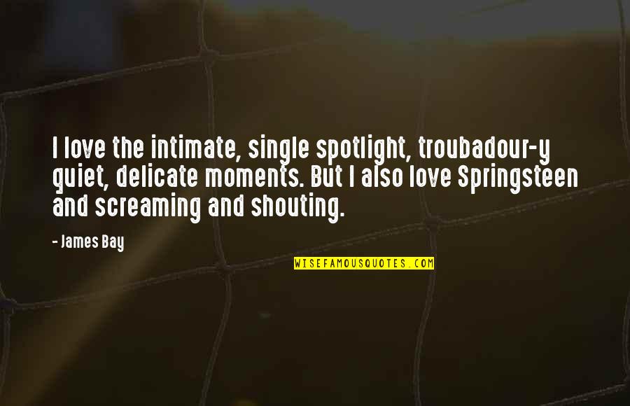Love And Intimate Quotes By James Bay: I love the intimate, single spotlight, troubadour-y quiet,