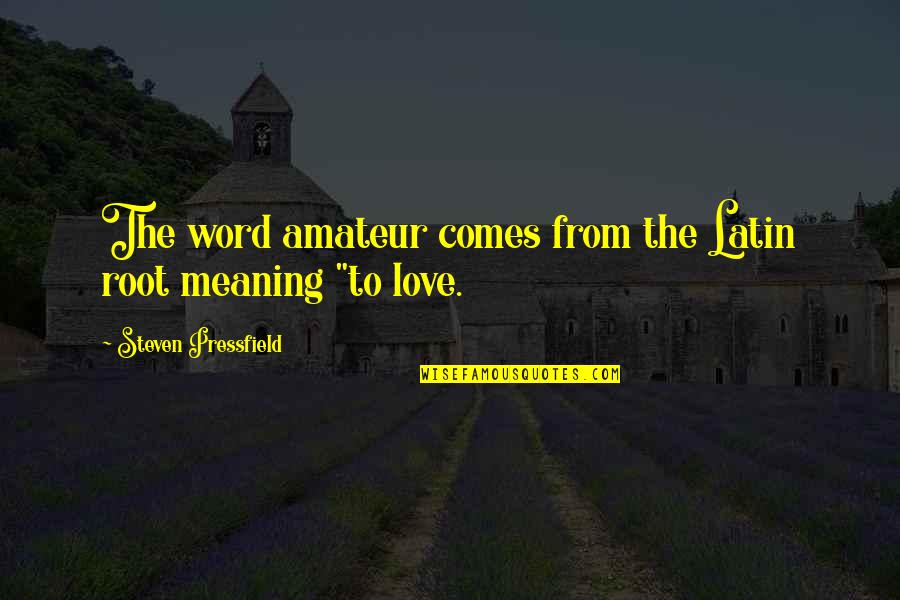 Love And Its Meaning Quotes By Steven Pressfield: The word amateur comes from the Latin root Love And Its Meaning Quotes By Steven Pressfield: The word amateur comes from the Latin root
