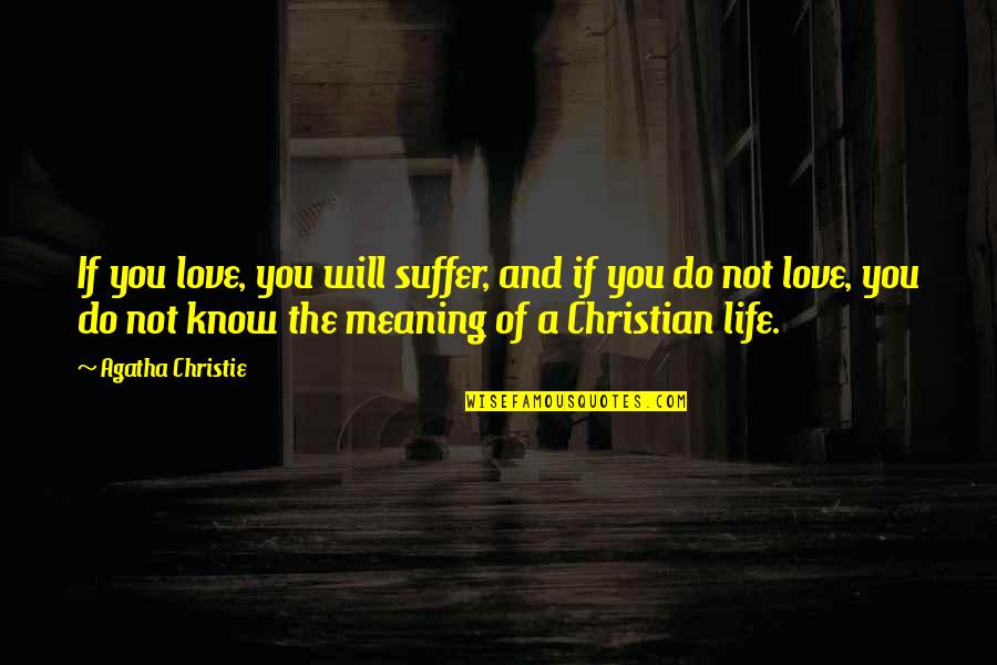 Love And Meaning Quotes By Agatha Christie: If you love, you will suffer, and if