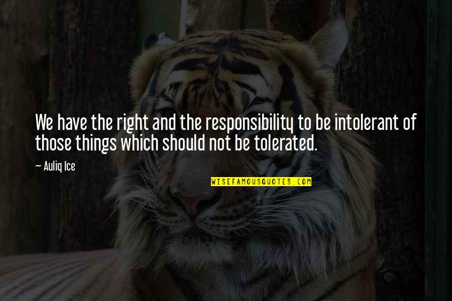 Love And Responsibility Quotes By Auliq Ice: We have the right and the responsibility to Love And Responsibility Quotes By Auliq Ice: We have the right and the responsibility to