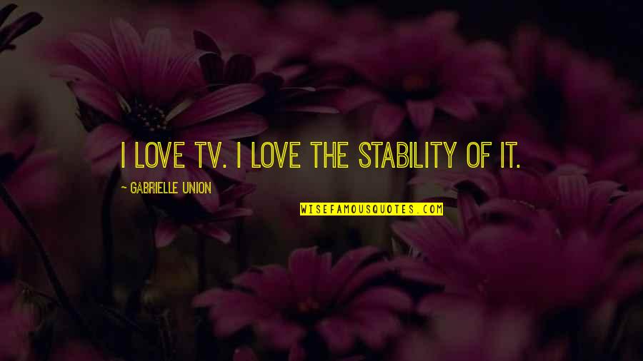 Love And Stability Quotes By Gabrielle Union: I love TV. I love the stability of