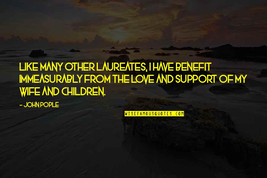 Love And Support Quotes By John Pople: Like many other Laureates, I have benefit immeasurably