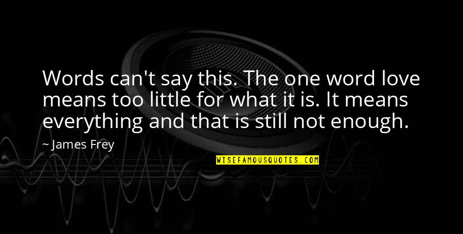 Love And What It Means Quotes By James Frey: Words can't say this. The one word love Love And What It Means Quotes By James Frey: Words can't say this. The one word love