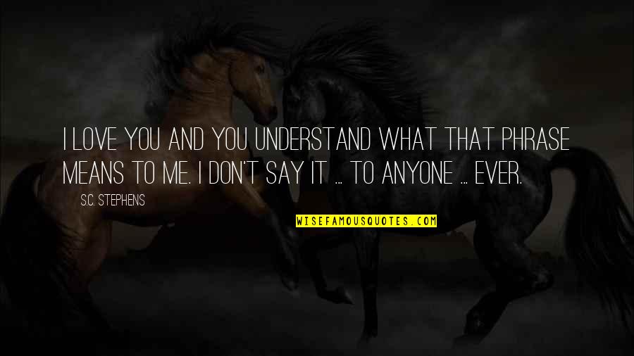 Love And What It Means Quotes By S.C. Stephens: I love you and you understand what that Love And What It Means Quotes By S.C. Stephens: I love you and you understand what that