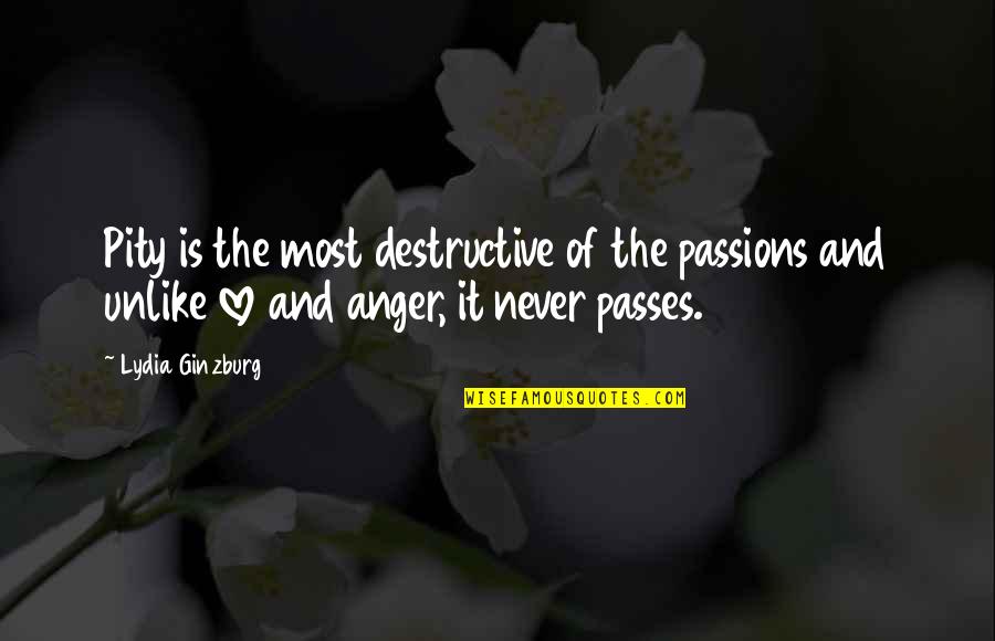 Love Anger Quotes By Lydia Ginzburg: Pity is the most destructive of the passions