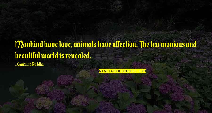 Love Animal Quotes By Gautama Buddha: Mankind have love, animals have affection. The harmonious