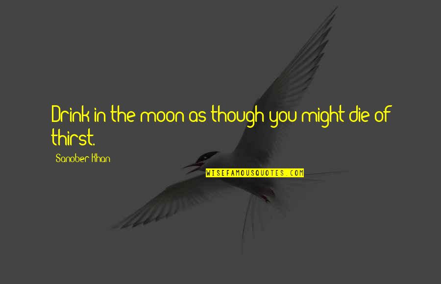 Love As Though Quotes By Sanober Khan: Drink in the moon as though you might Love As Though Quotes By Sanober Khan: Drink in the moon as though you might