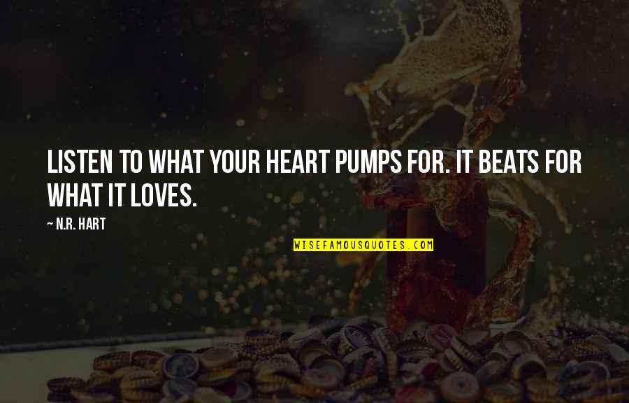 Love Beats Quotes By N.R. Hart: Listen to what your heart pumps for. It