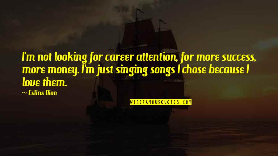 Love Because Of Money Quotes By Celine Dion: I'm not looking for career attention, for more