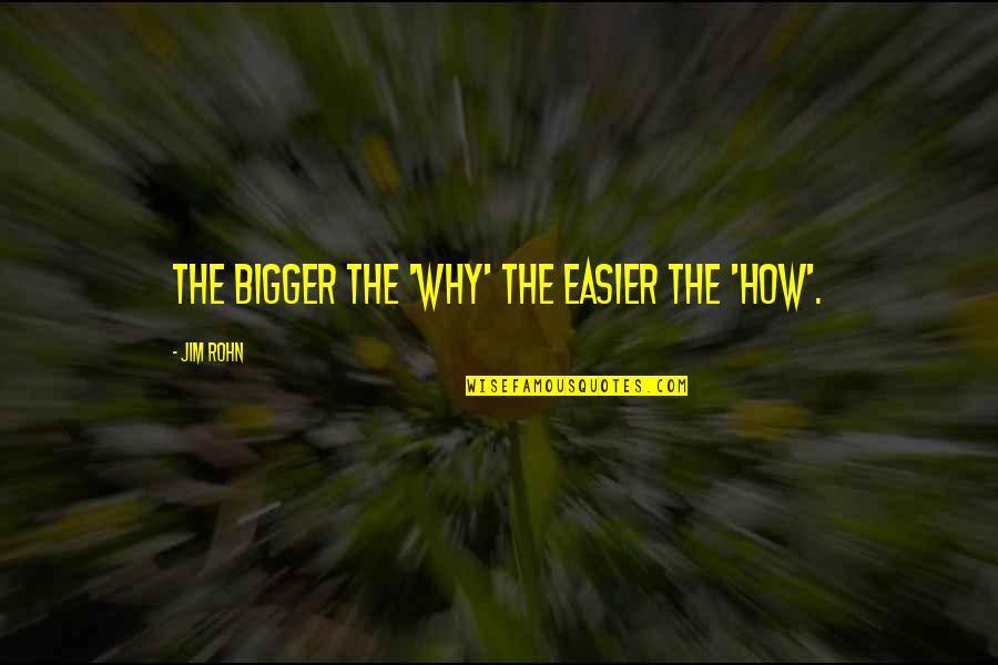 Love Between Horse And Rider Quotes By Jim Rohn: The bigger the 'why' the easier the 'how'.