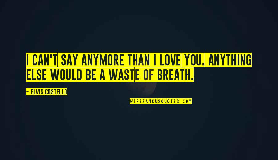 Love Breath Quotes By Elvis Costello: I can't say anymore than I love you.