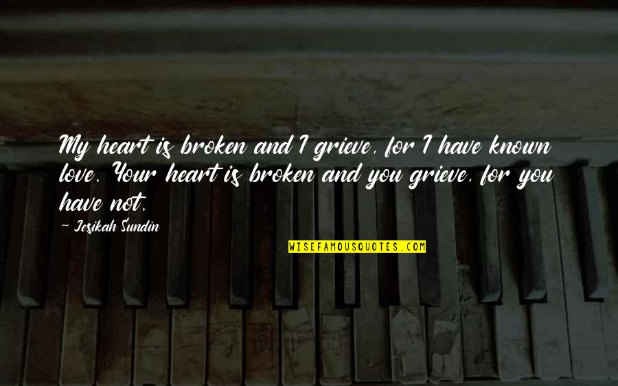 Love Broken Hearted Quotes By Jesikah Sundin: My heart is broken and I grieve, for