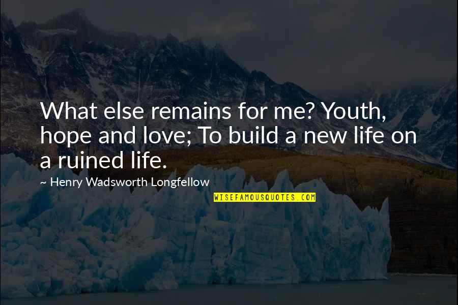 Love Build Quotes By Henry Wadsworth Longfellow: What else remains for me? Youth, hope and