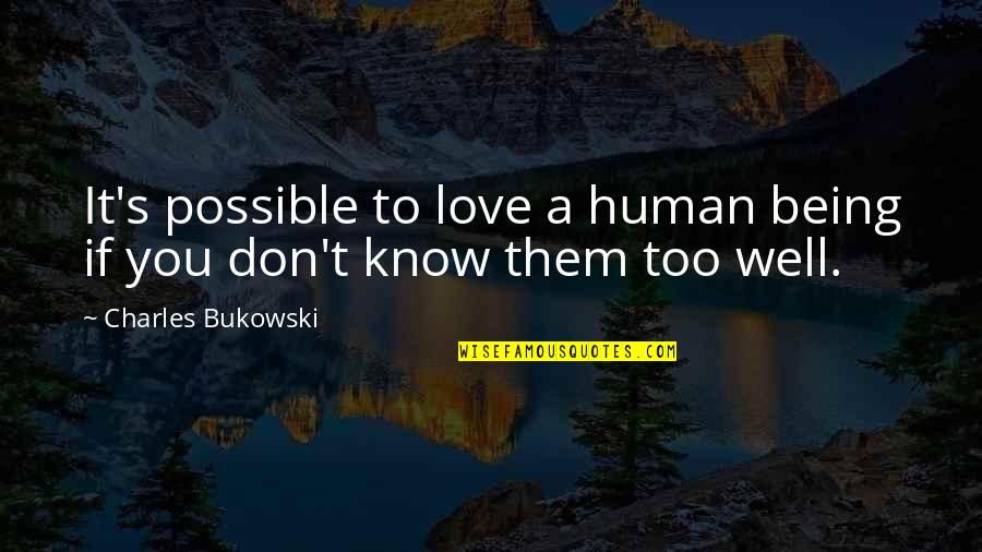 Love Bukowski Quotes By Charles Bukowski: It's possible to love a human being if