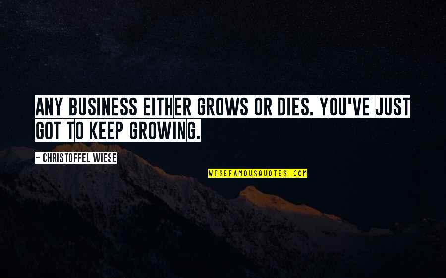 Love By Unknown Authors Quotes By Christoffel Wiese: Any business either grows or dies. You've just Love By Unknown Authors Quotes By Christoffel Wiese: Any business either grows or dies. You've just