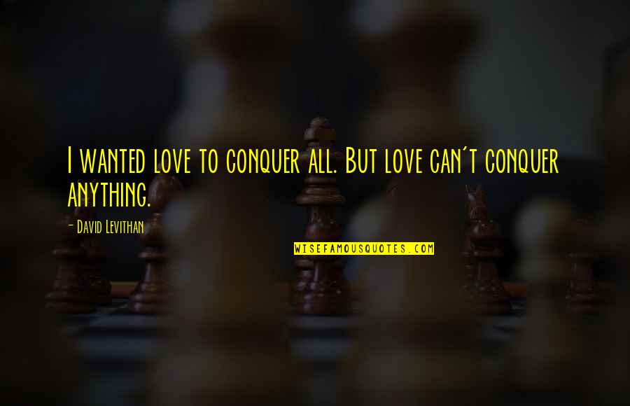 Love Can Conquer Anything Quotes By David Levithan: I wanted love to conquer all. But love