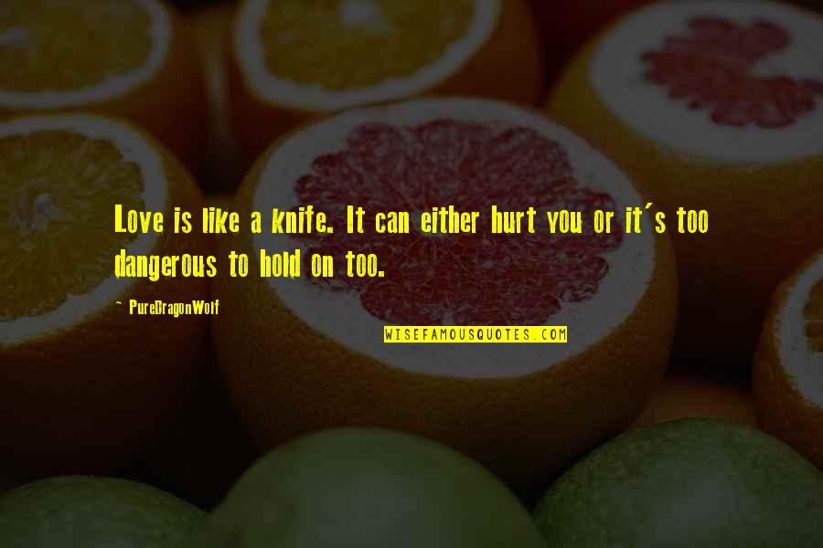 Love Can Hurt You Quotes By PureDragonWolf: Love is like a knife. It can either