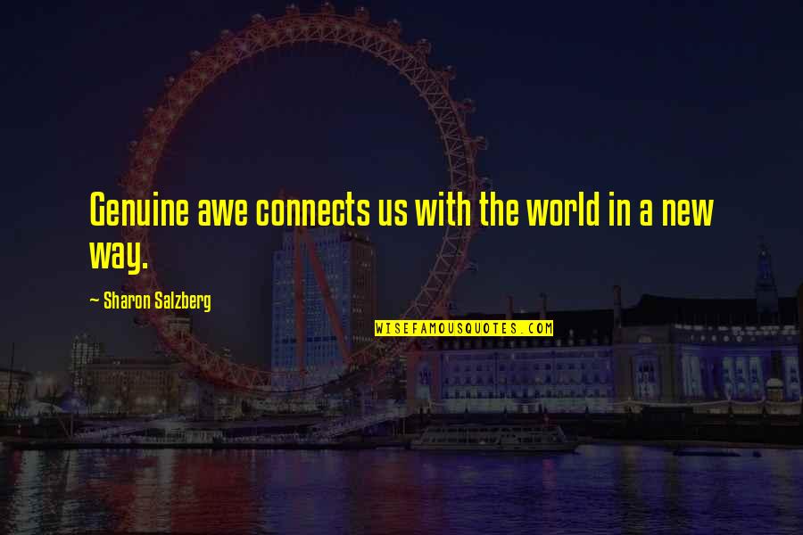 Love Connects Us Quotes By Sharon Salzberg: Genuine awe connects us with the world in