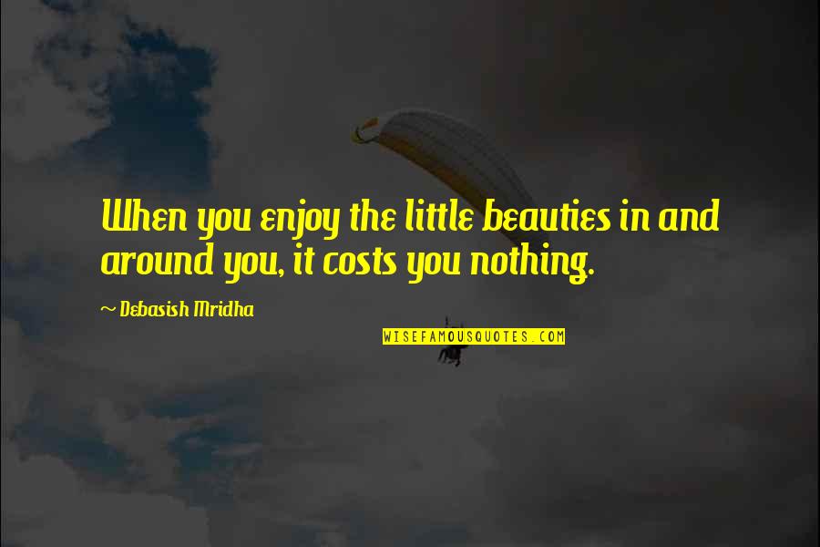 Love Costs Quotes By Debasish Mridha: When you enjoy the little beauties in and