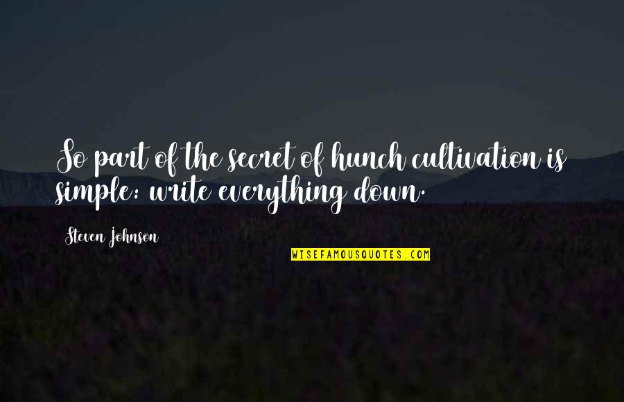 Love Declaration Movie Quotes By Steven Johnson: So part of the secret of hunch cultivation