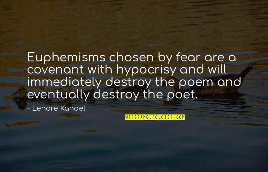 Love Destroy Quotes By Lenore Kandel: Euphemisms chosen by fear are a covenant with