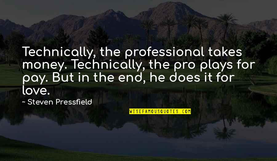Love Does Quotes By Steven Pressfield: Technically, the professional takes money. Technically, the pro