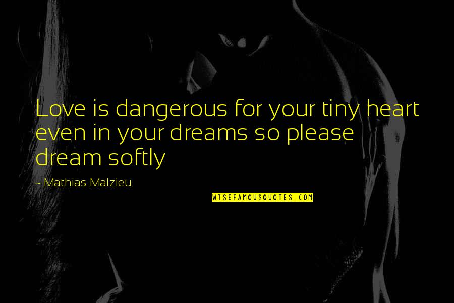 Love Dreams Quotes By Mathias Malzieu: Love is dangerous for your tiny heart even