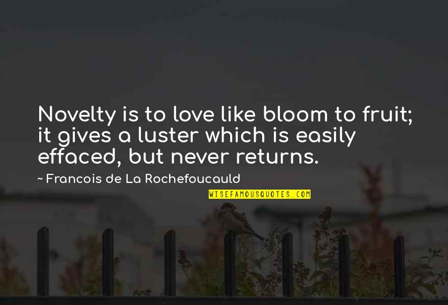 Love Easily Quotes By Francois De La Rochefoucauld: Novelty is to love like bloom to fruit;